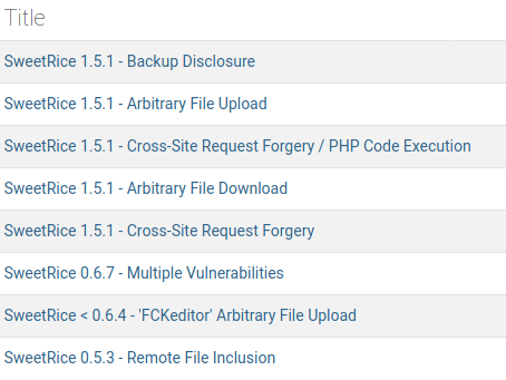 Exploit-DB list of exploits for SweetRice