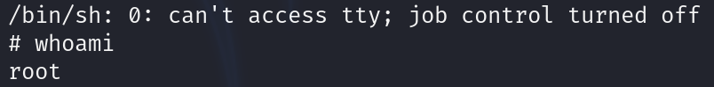 Root Shell with "whoami" showing root