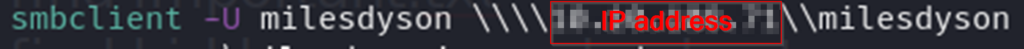 smbclient code to login as milesdyson